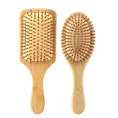 Afbeelding van Haarborstel van natuurlijk bamboe, twee borstels, geschikt voor mannen, vrouwen en kinderen, ideaal lang glad haar. Gemaakt haarverzorging