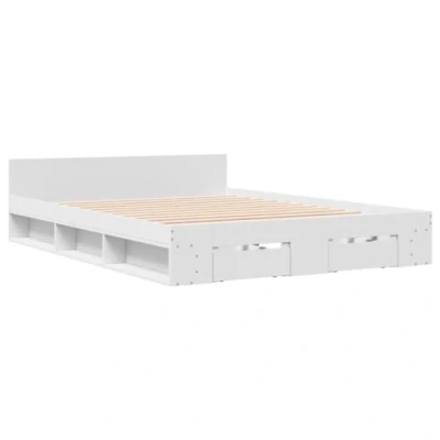 Afbeelding van vidaXL Bedframe met lades bewerkt hout wit 160x200 cm