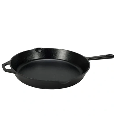 Afbeelding van Amazon Basics Braadpan met gietijzeren handvat, reeds ingebrand, 38,1 cm, zwart