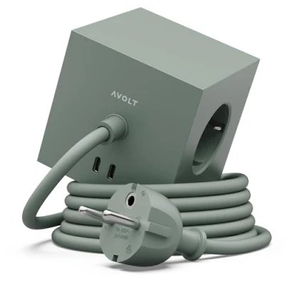 Image de Avolt Square 1 w/30W Dual USB C &amp; Magnet 1,8m Oak Green