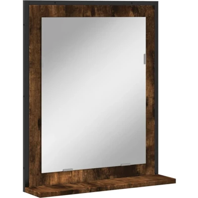 Afbeelding van vidaXL Badkamerspiegel met schap 50x12x60 cm hout gerookt eiken