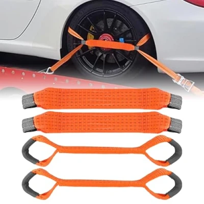 Afbeelding van 4 stuks 50 mm dwarsspanbanden voor autotransport, sjorbanden auto, motorfiets, auto