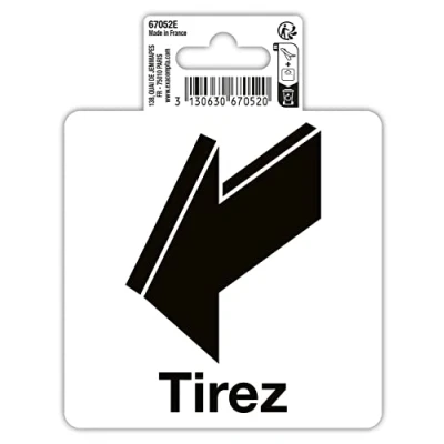 Image de Exacompta Réf. 67052E 1 pictogramme adhésif Tirez En vinyle PVC traité anti dérapant et résistant aux UV Dimensions : 10 x cm Coloris noir sur fond blanc