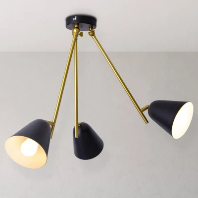 Afbeelding van Plafondlamp Triton, zwart en goud, 3 lamps