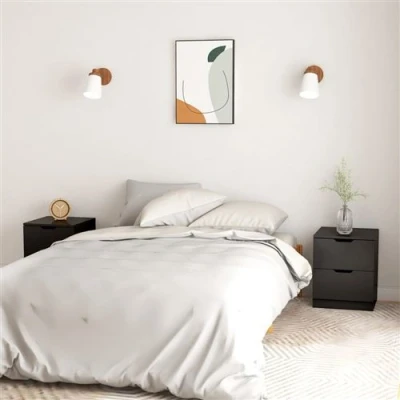 Afbeelding van Nachtkastjes 2 st 40x40x50 cm spaanplaat zwart