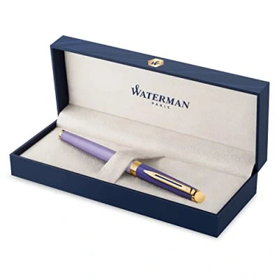 Afbeelding van Waterman Hémisphère vulpen metaal paarse lak met verguld detail vergulde fijne penpunt Geschenkdoos