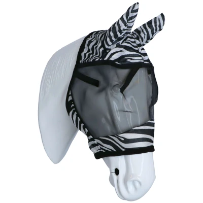 Afbeelding van Kerbl RugBe Vliegenmasker met Oorbedekking Zwart/Zebra Full