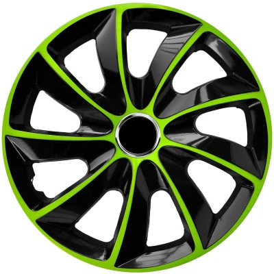 Afbeelding van NRM Stig Extra Wieldoppen 15&quot; Groen &amp; Zwart set van 4 stuks ABS / Duurzaam Resistant