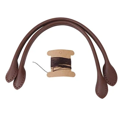 Afbeelding van 2 stuks riem tas craft echt leer tasriemen handvat bovenste laag koeienhuid voor doe het zelf handaccessoires vervanging verwisselbare schouderriem (bruin)
