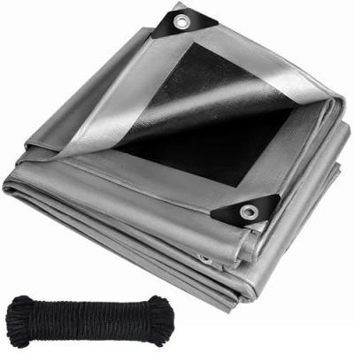 Afbeelding van Bâche avec œillets 260 g/m² Imperméable Protection en tissu Multi usages Résistante à la déchirure Longue durée Stabilisée aux UV Pour meubles de jardin, trampoline, toit,