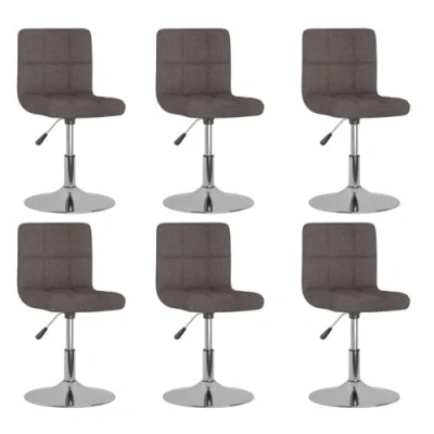 Afbeelding van vidaXL Eetkamerstoelen draaibaar 6 st stof taupe