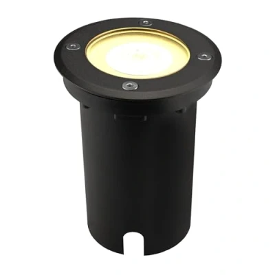 Afbeelding van Ledvion LED Inbouwspot Zwart &amp; Rond, 5W, 2700K, IP67, GU10, 1m Kabel, Buitenverlichting, Terrasverlichting
