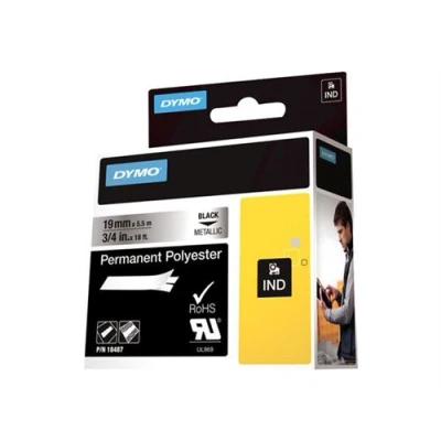 Image de DYMO Polyester adhésif permanent noir sur argent Roll (1.9 cm x 5.5 m) 1 cassette(s) bande permanente pour Rhino 4200 6000 Hard Case Kit; RhinoPRO 5000