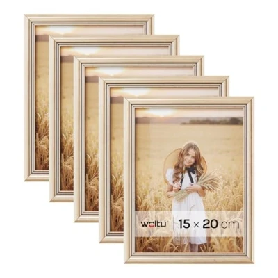Afbeelding van WOLTU Artos houten fotolijst 5 stuks 15 x 20 cm goudkleur