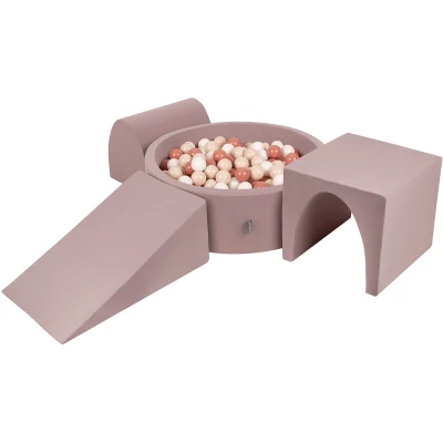 Afbeelding van KiddyMoon Foam speeltuin PPZP OK30D 124 met ballen heide: pastel beige haired wit 200 zwembad/club L/court/tunnel