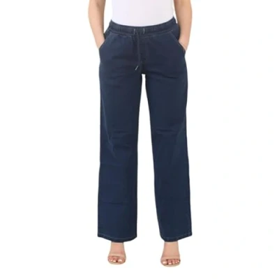 Afbeelding van MYT Brede elastische jeans met hoge taille stretch losse rechte pasvorm alle maten 38 48, Blauw, 46