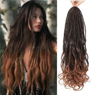 Afbeelding van DT CHERYL Losse Wave Dreadlocks, 24 inch Double Ended Dreadlock extensions met Franse krullende uiteinden (1B/30#, 10 strengen)