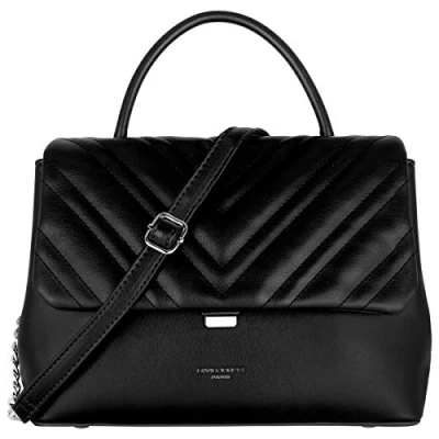 Afbeelding van David Jones Schoudertas met klep gewatteerd Chevron voor dames Handtas van PU leer op de schouder Tas in vorm een schooltas, handvat, kettingen, middelgroot, elegant, modieus, chic,