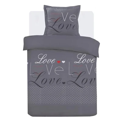 Afbeelding van Vision Love Anthracite Dekbedovertrek 140x200cm met 1 bijhorende sloop 1persoonsbed 100% katoen