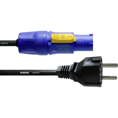 Afbeelding van Cordial CFCA 5 S Stroom Aansluitkabel [1x Randaarde stekker 1x PowerCon stekker] 5.00 m Blauw