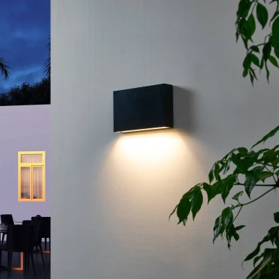 Afbeelding van Lindby LED buiten wandlamp Jarte, 20 cm, down, antraciet