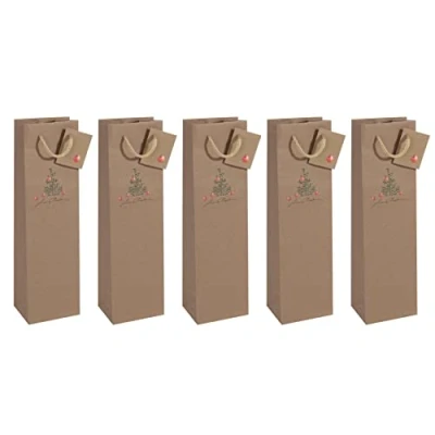 Afbeelding van SIGEL GT042/5 geschenkzakjes van kraftpapier, 35 x 10 cm, 5 stuks, bruin