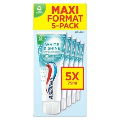 Afbeelding van Aquafresh White &amp; Shine Tandpasta Supervoordelig 5x75ml