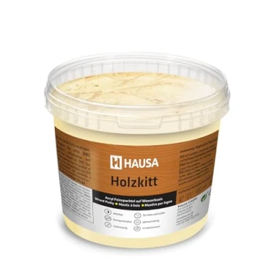 Afbeelding van HAUSA Houtplamuur 1 kg licht grenen plamuur voor hout, houtplamuur, stopverf het repareren van houtschade, klaar gebruik, uitstekende vulkracht, sneldrogend, bestand tegen