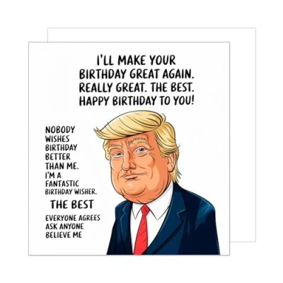 Afbeelding van Edition Seidel GQ404 SW025 Hoogwaardige vierkante verjaardagskaart met envelop, grappige spreuk voor mannen, vrouwen, vriend, vriendin Donald Trump
