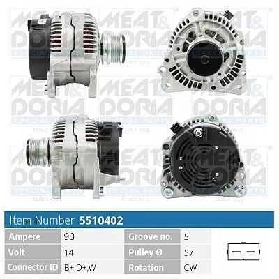 Afbeelding van MEAT &amp; DORIA 5510402 Dynamo / Alternator 14V 90A VOLKSWAGEN: Polo III Hatchback
