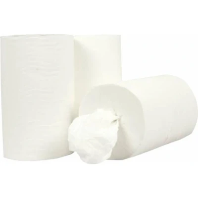 Afbeelding van Witte Handdoekrol Mini Coreless 12 st. 1 lgs. 120m Hygiëne Papier Handdoekrollen