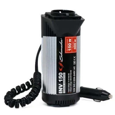 Image de Schumacher Electric INV150 Convertisseur 12V vers 220V 300W Onduleur Compact avec USB &amp; Prise Allume Cigare Pour Smartphone, Tablette, Ordinateur Portable