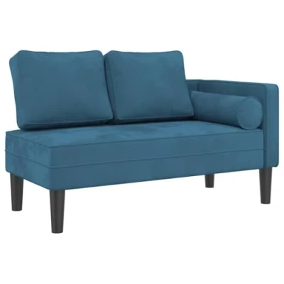 Afbeelding van Chaise longue met kussens fluweel blauw