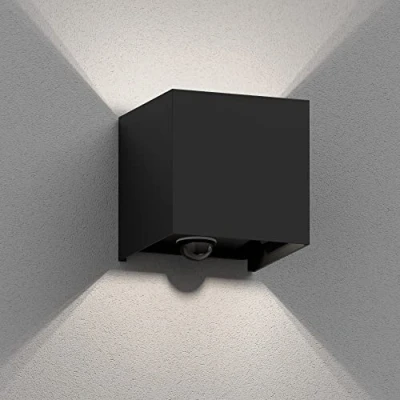 Afbeelding van ledscom.de CUBEL Wandlamp, bewegingsmelder, voor buiten, zwart, IP65, Up