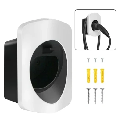 Afbeelding van MCEVKELN Wallbox Wandhouder voor Type 2 kabel EV opladerhouder elektrische auto met IEC 62196 stekker oplaadkabelorganizer, wit