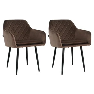Afbeelding van Lina® Noble Eetkamerstoelen Bruin Set van 2 Velvet