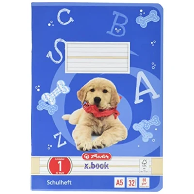 Afbeelding van Herlitz 11387081 schrift A5 liniatuur 01 32 vellen FSC Mix 5 stuks