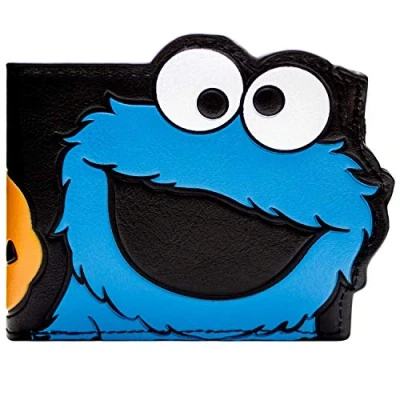 Afbeelding van Sesame Street Cookie Monster portemonnee, tweeklapbaar, Meerkleurig, One Size, Twee kleppen