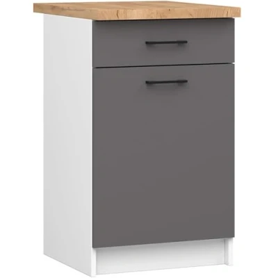 Afbeelding van Keukenkast modulaire OLIWIA S50 met Verkblad / Onderkast 1 Deur en Lade AKORD Furniture Factory Wit Grafietgrijs 50 x 85 46 cm