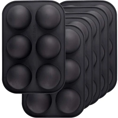 Afbeelding van Newk 6 stuks halfronde siliconen vormen met holtes voor chocoladebommen, cake, gelei, pudding, koepelschuim, zwart