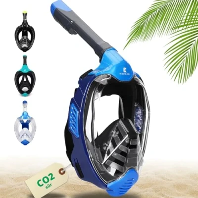 Afbeelding van CO2 veilig snorkelmasker volgelaatsmasker getest door DEKRA® bekend van YouTube Seaview X duikbril voor volwassenen en kinderen