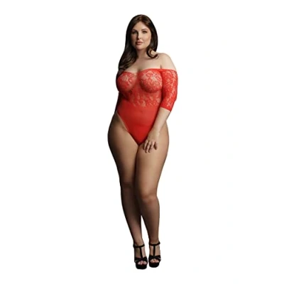 Afbeelding van Shots Le Désir Strass Steen Off Shoulder Body Plus Size red One