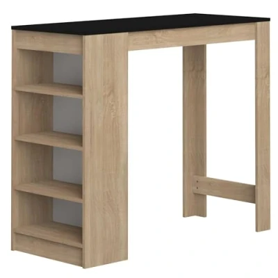 Afbeelding van Bartafel Aravis 115x50 met opbergruimte eik/zwart