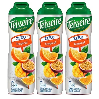 Image de Teisseire Sirop Tropical Zero Sucre 600 ml Cocktails, milkshakes (lot de 3)