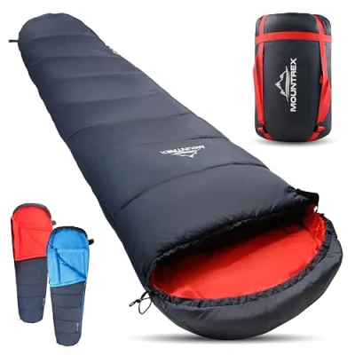 Afbeelding van MOUNTREX® slaapzak klein verpakkingsformaat &amp; ultralicht (720g) Outdoor zomer mummieslaapzak (205x75cm) Compact, warm en licht voor kamperen, reizen of festival koppelbaar