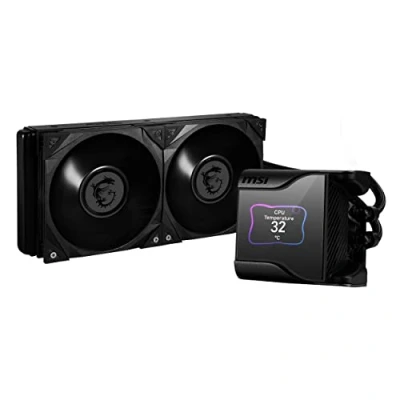 Afbeelding van MSI MEG CORELIQUID S280 AIO CPU vloeistofkoeler 2,4 inch IPS display, 7e generatie Asetek pomp, VRM ventilator, 2 Silent Gale P14 ventilatoren, verdampingsbeschermingsbuis, Center