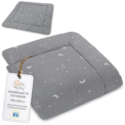 Afbeelding van Kruipmat voor babykamer, vloermatras kinderen, om te spelen in het park, dik katoenen tapijt baby&#039;s en 100 cm, maan