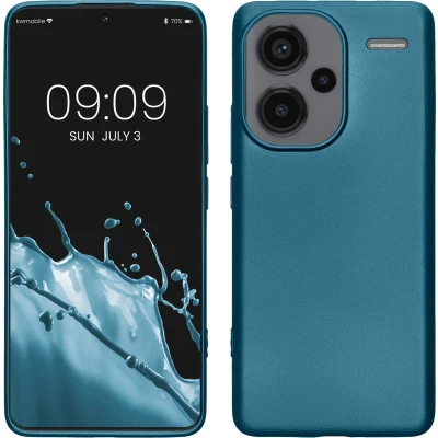 Afbeelding van kwmobile telefoonhoesje geschikt voor Xiaomi Redmi Note 13 Pro+ 5G / Pro Plus Hoesje smartphone Back cover in Metallic carabisch blauw