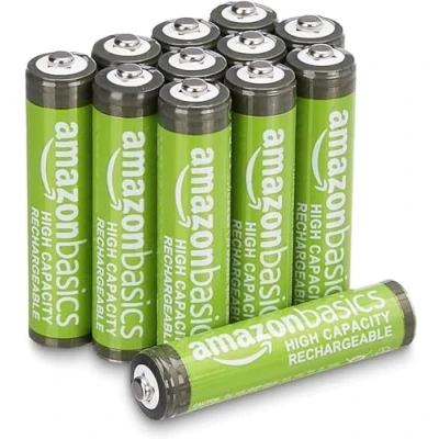 Afbeelding van Amazon Basics 12 x AAA batterijen met hoge capaciteit, 850 mAh, oplaadbaar, NiMh voor geladen