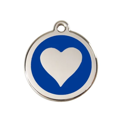 Afbeelding van Heart Navy roestvrijstalen hondenpenning medium/gemiddeld dia. 3 cm RedDingo